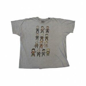 Doctor Who Chibi Doctors Tee - Art by Kelly Yates - Heather Grey - Size 2XL
